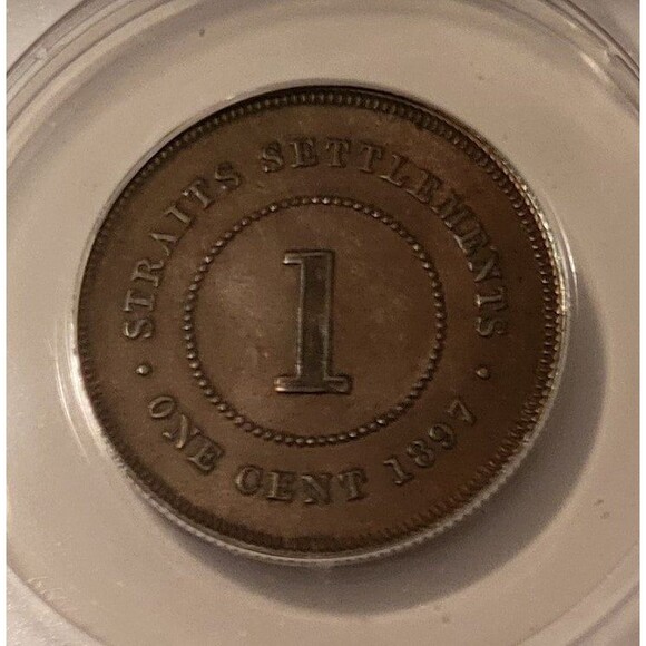 Straits Settlements -Malaysia- Victoria 1897 Cent AU50 ANACS - Picture 4 of 4